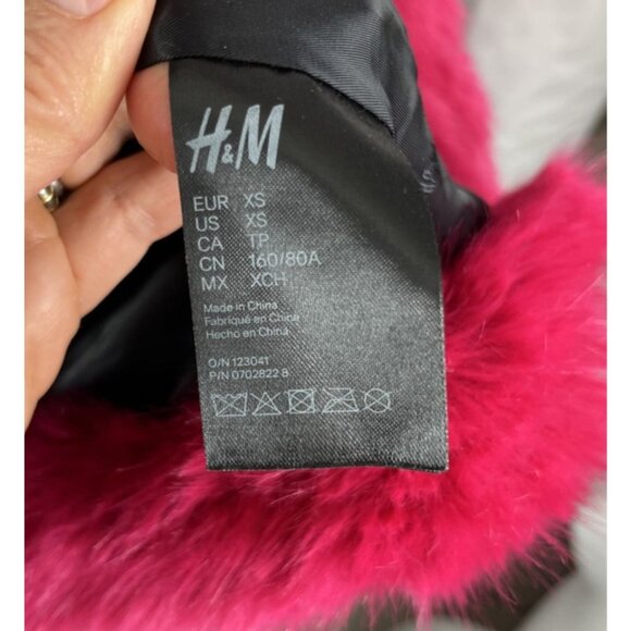 H&M X Moschino Jeremy Scott Pink Faux Fur Coat w/ Chains Womens Size XS - Picture 9 of 16